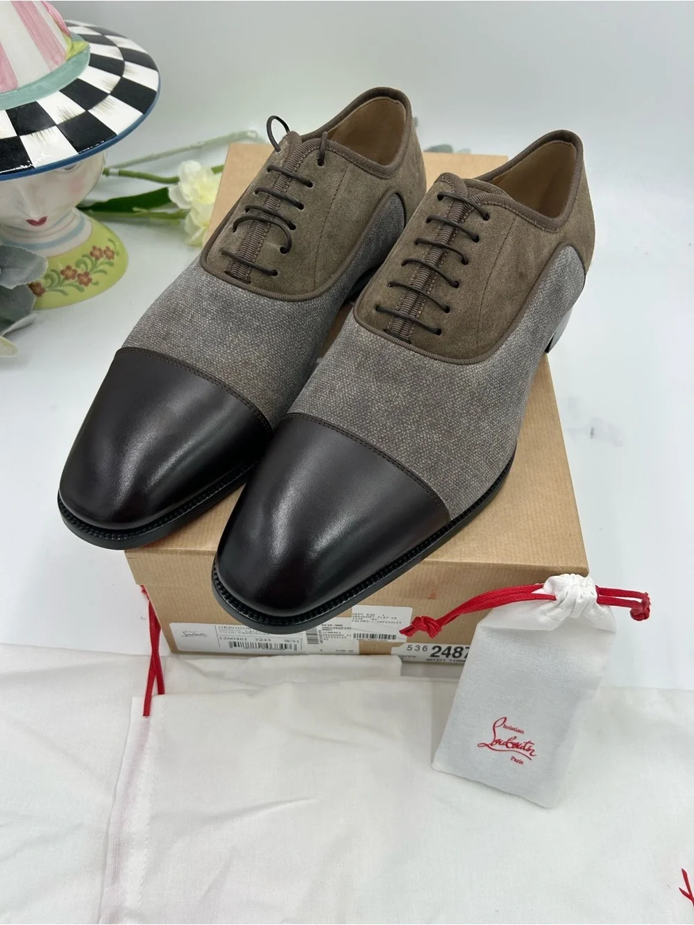 Men's Christian Louboutin Gregory velvet Twill and Leather Oxford's size 43